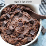 A healthy edible brownie batter treat that you don't need to bake. Satisfying, easy to make and requires only a few pantry items. Dairy free & high protein!