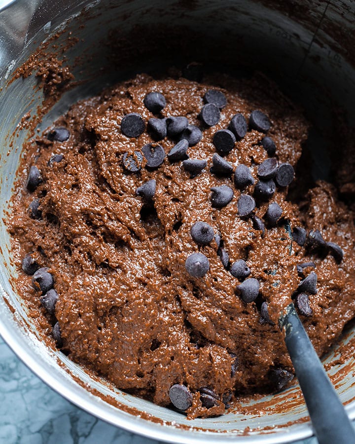 Double chocolate chip muffin batter
