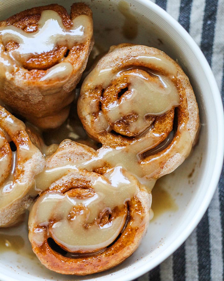 This vegan cinnamon roll mug cake is a fun, single serve dessert that is easy to make, only needs a few ingredients and cooks in about 1 minute. 