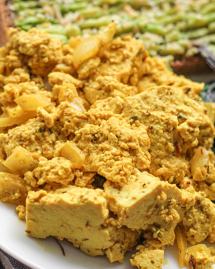 Close up shot of tofu scramble.