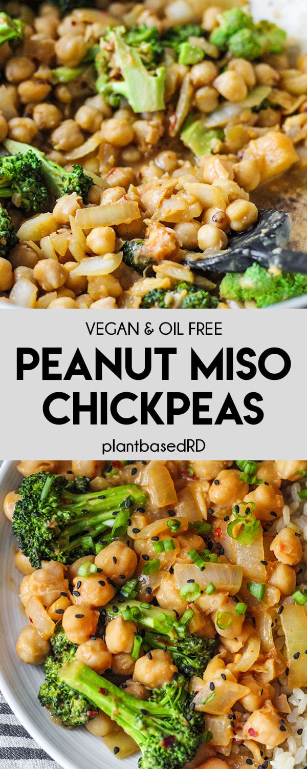 Whip up these peanut miso chickpeas when you need a quick and easy dinner in less than 30 minutes. Coated in a tasty sauce blend of miso and peanut butter.