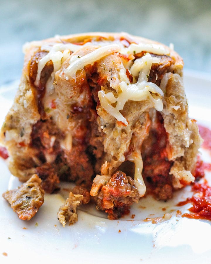 Take a bite of these amazing Vegan "Meatball" Pizza Pinwheels.