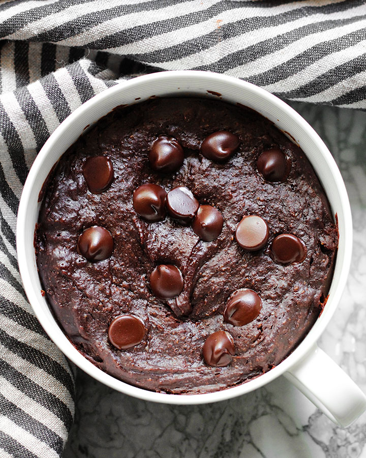 Brownie mug out of the microwave.