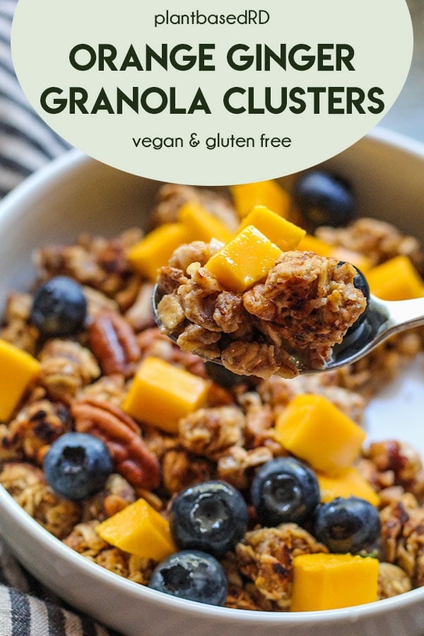 These chewy orange ginger granola clusters make you feel like you're eating a breakfast cookie in a bowl. Soft, chewy, flavorful and easy to make!