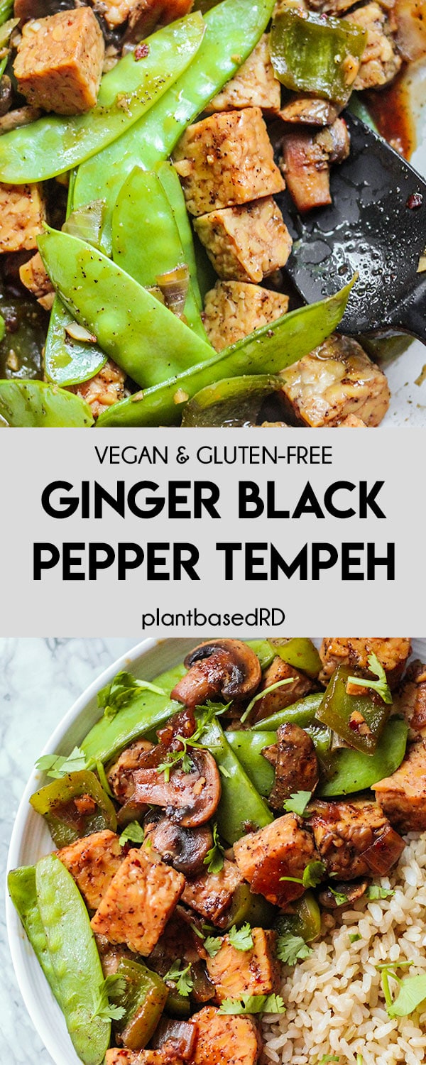 This vegan ginger black pepper tempeh is smothered in a spicy sauce and the perfect dish to throw together for an easy weeknight dinner. Done in 30 minutes!