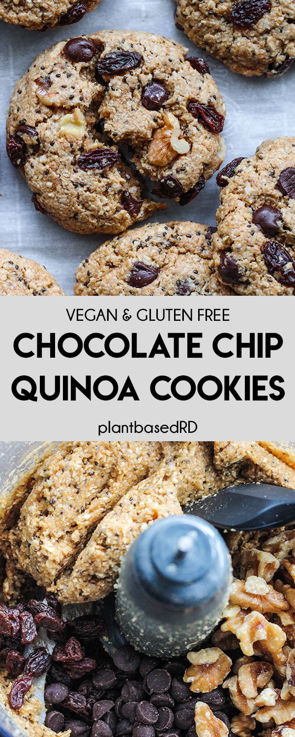 These delicious chocolate chip quinoa cookies are the perfect chewy texture made with wholesome ingredients. Easy, vegan and gluten free!