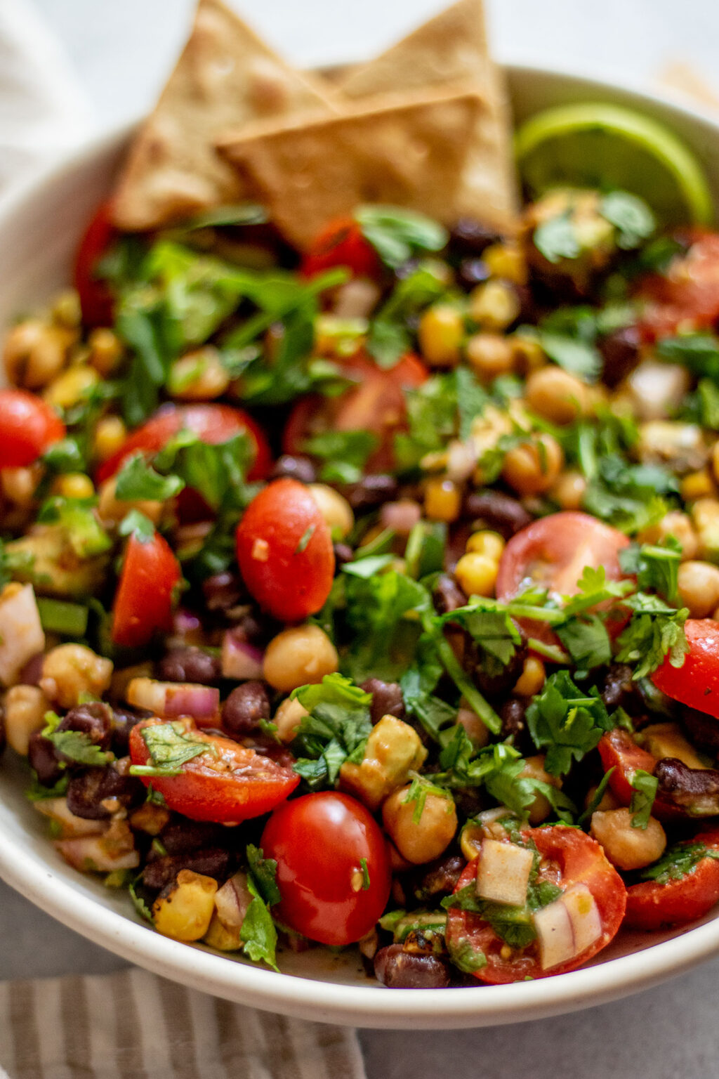 Southwest Chickpea Black Bean Salad - Plant Based Rd