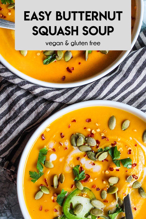 A simple and easy butternut squash soup that is creamy and uses cinnamon and Chinese five spice to amp up fall flavors. Warming and delicious!