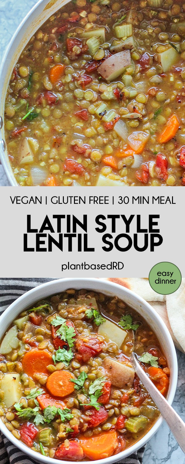 This hearty Latin style lentil soup is loaded with lentils, veggies and most importantly a little Latin flare. An easy to put together!