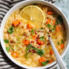 Lemon White Bean Orzo Soup