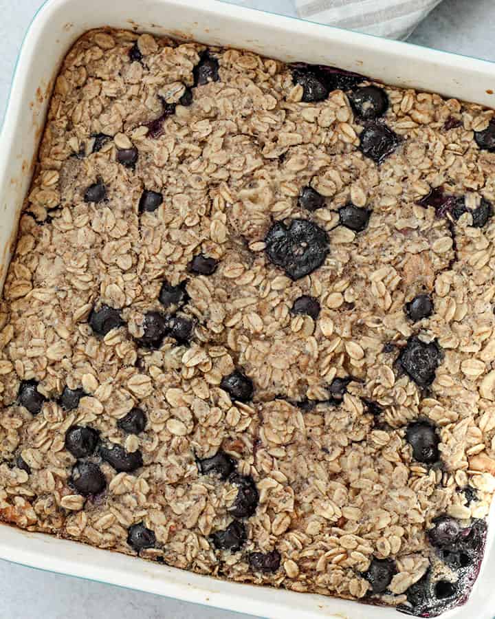Blueberry baked oats right out of the oven.