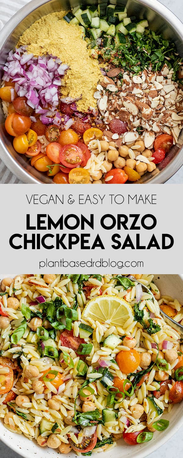 Lemon Orzo Chickpea Salad - Plant Based RD