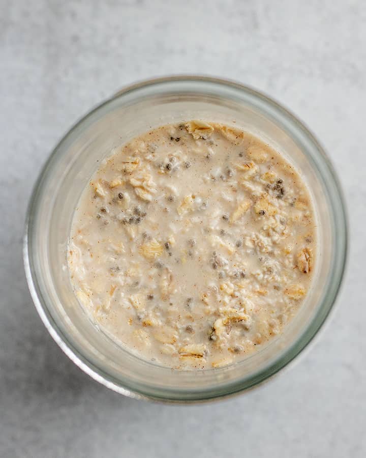 Overnight oats that sat overnight to gel and thicken.