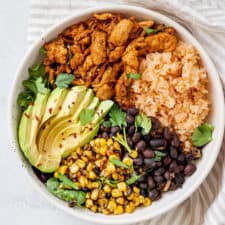 Latin Nourish Bowl with Vegan Chicharrons de Pollo