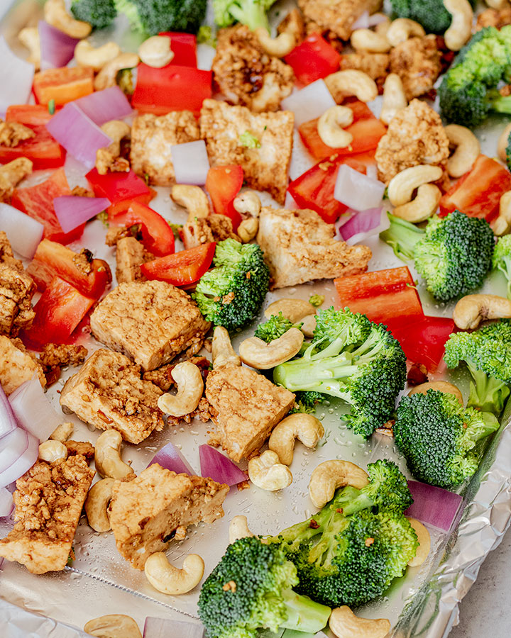Using chopped veggies and tofu for an easy weeknight meal.