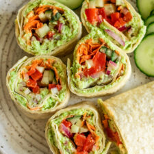 Veggie Pinwheels with Avocado Edamame Spread
