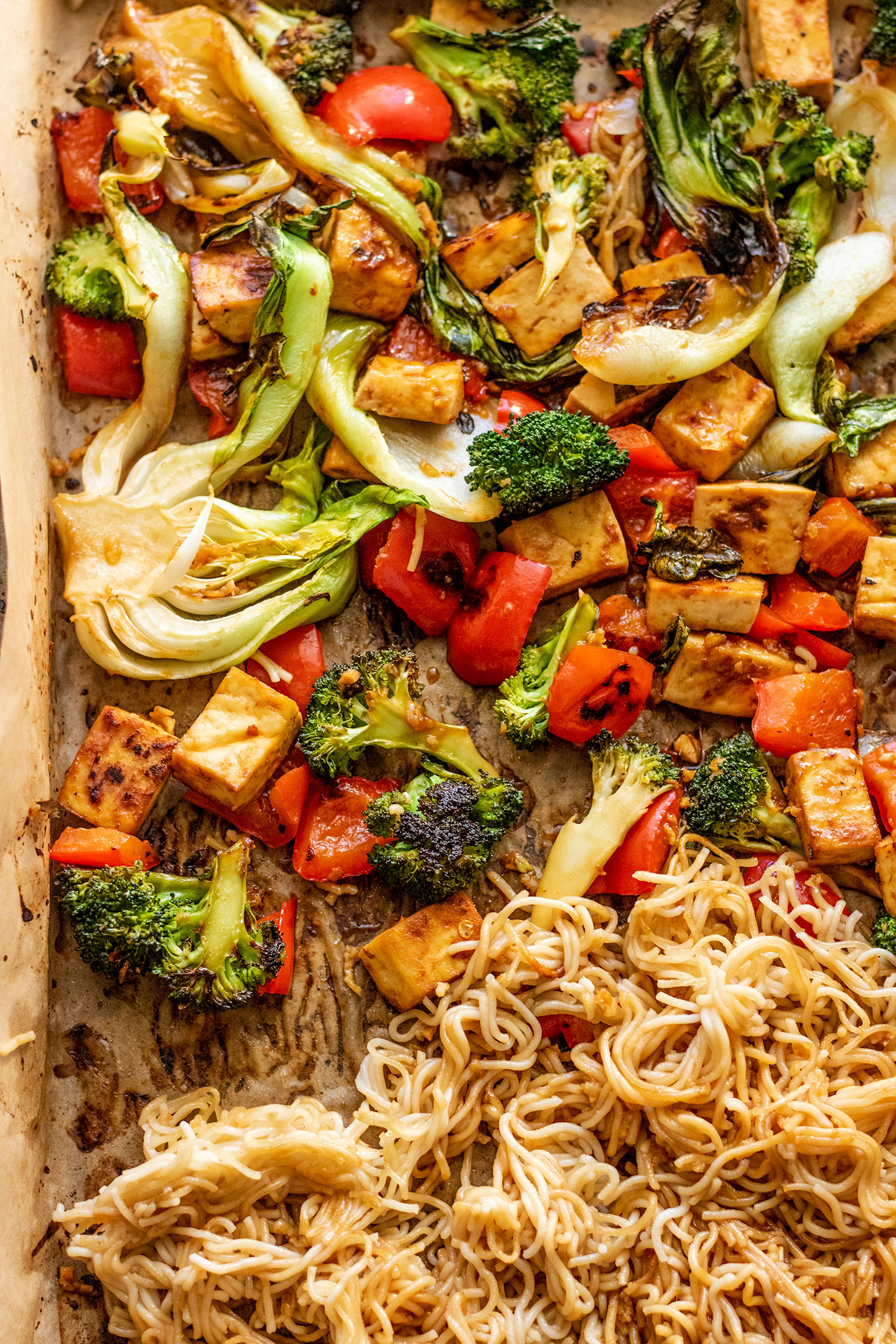 Sheet Pan Maple Soy Glazed Tofu and Noodles - Plant Based RD