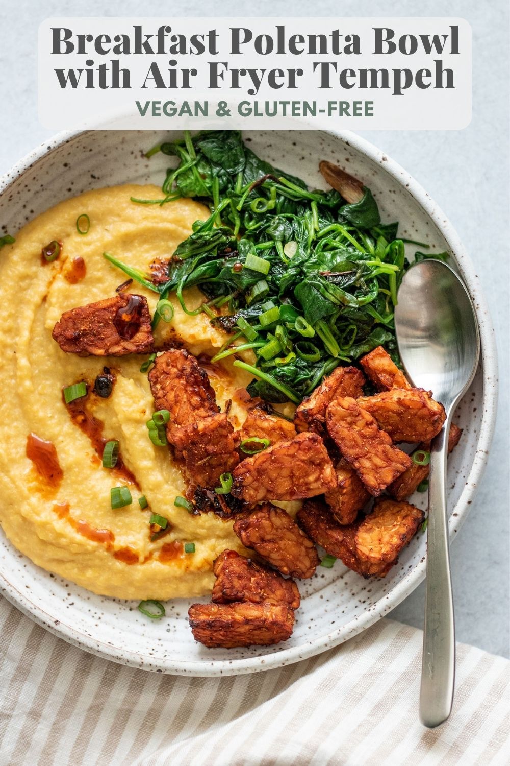 Breakfast Polenta Bowl with Smoky Air Fryer Tempeh - Plant Based RD