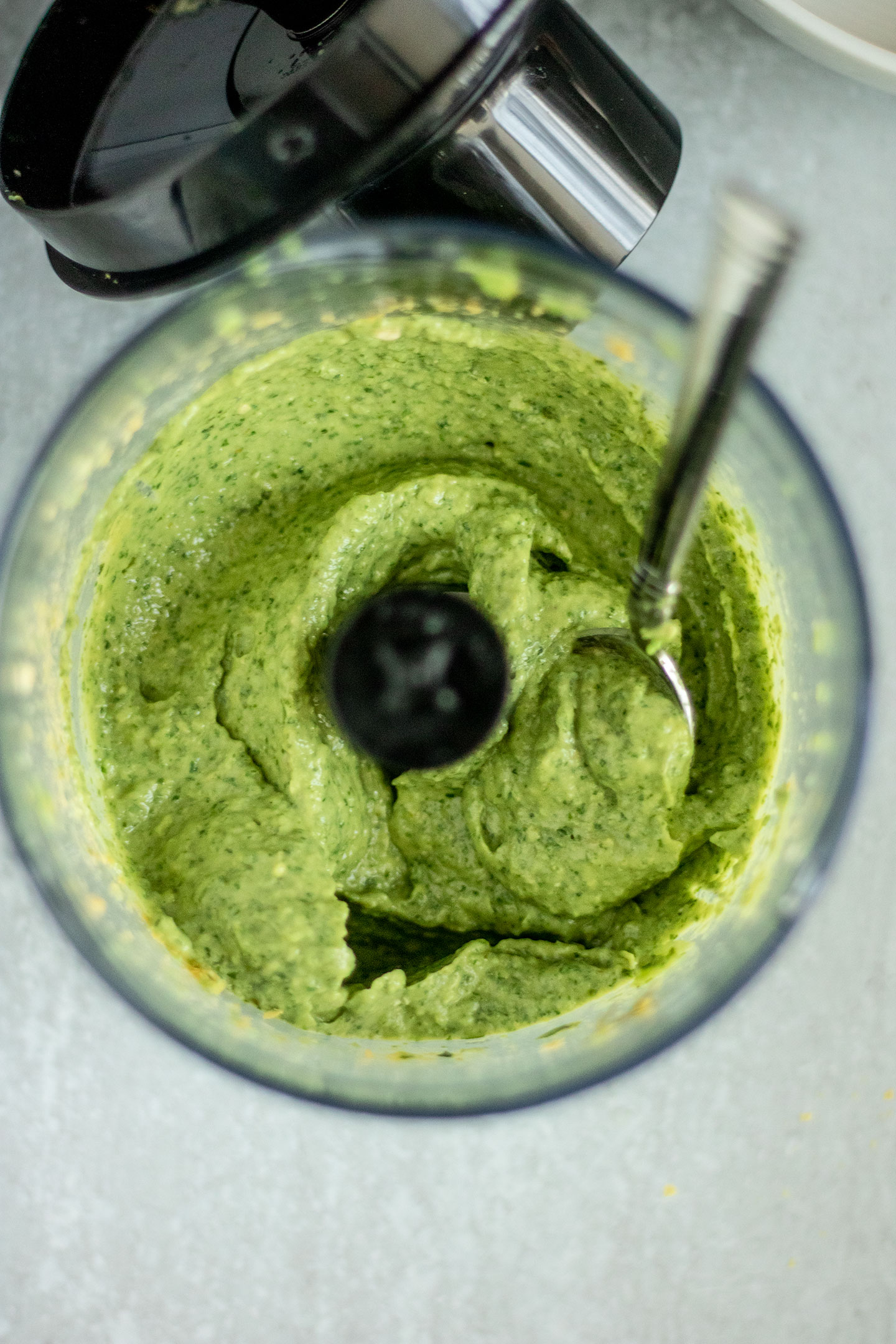 All the dressing ingredients blended together until creamy and beautifully green.