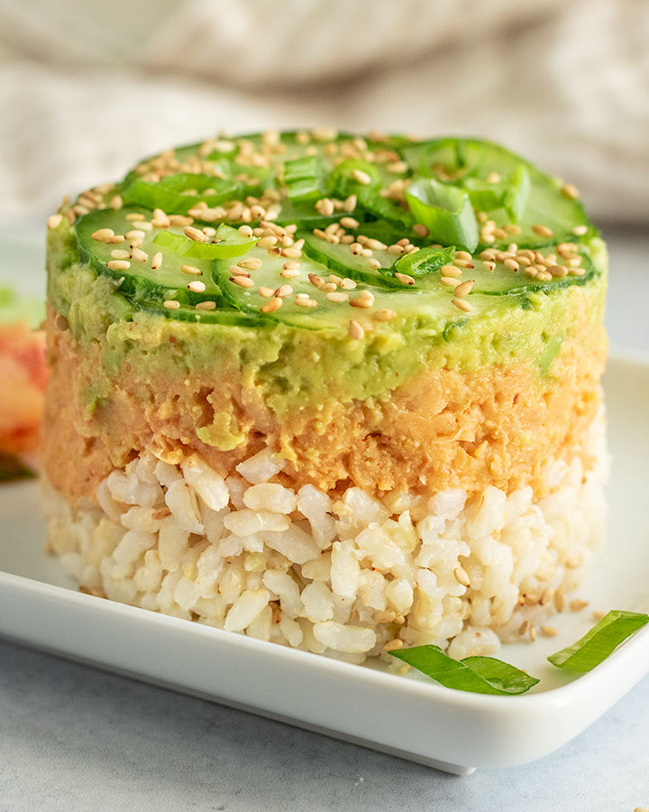 Peanut Miso Chickpea Salad Stack