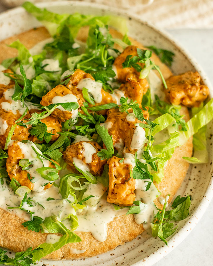 Quick & Easy Buffalo Tofu Wraps