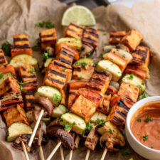 Peanut BBQ Grilled Tofu Skewers