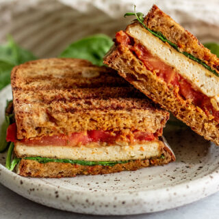 Vegan Pesto Sandwich with Crispy Herb Tofu - Plant Based RD