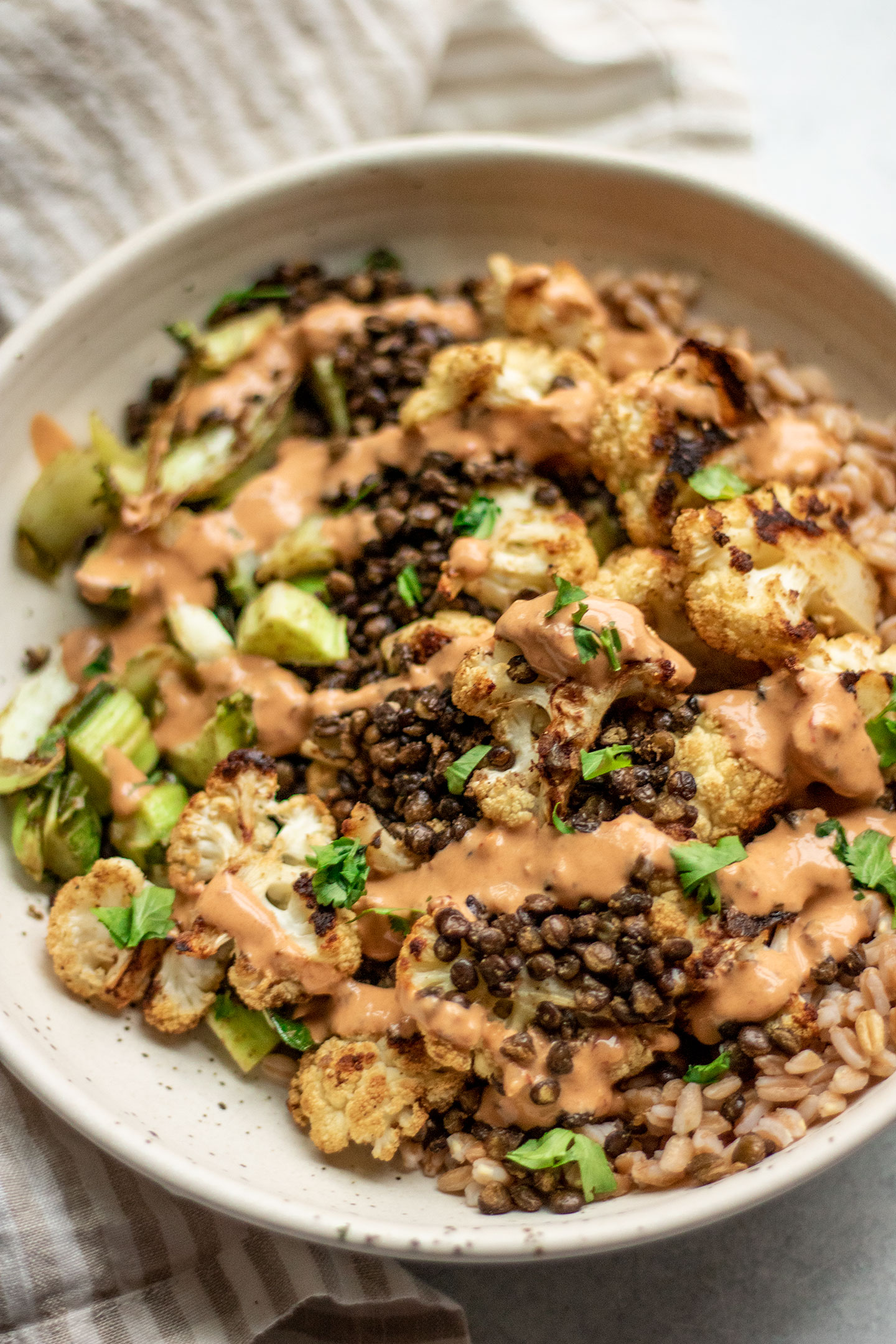Roasted Cauliflower Bowls with Orange Chipotle Tahini Sauce Plant