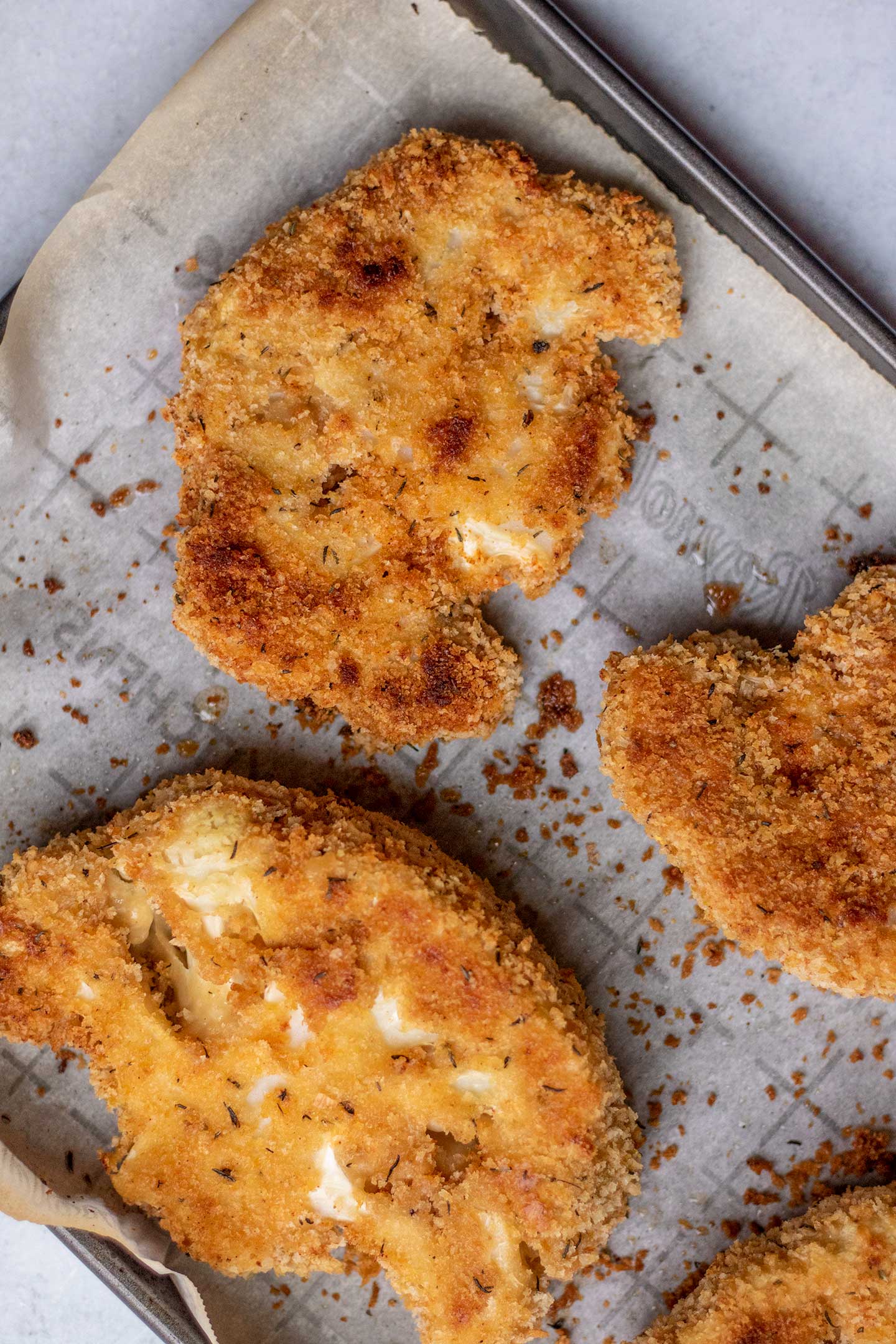 Breaded Cauliflower Steaks with Lentil Apple Slaw - Plant Based RD