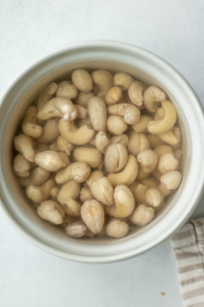 Cashews after soaking in water.