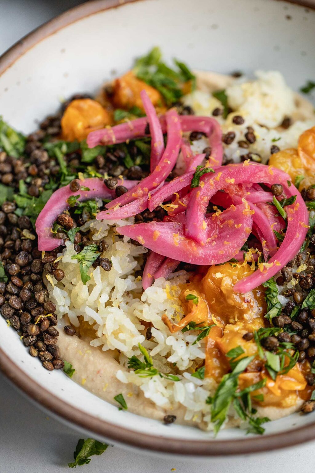Hummus Rice Crispy Rice Bowl with Hummus and Roasted Lentils – Plant Based RD