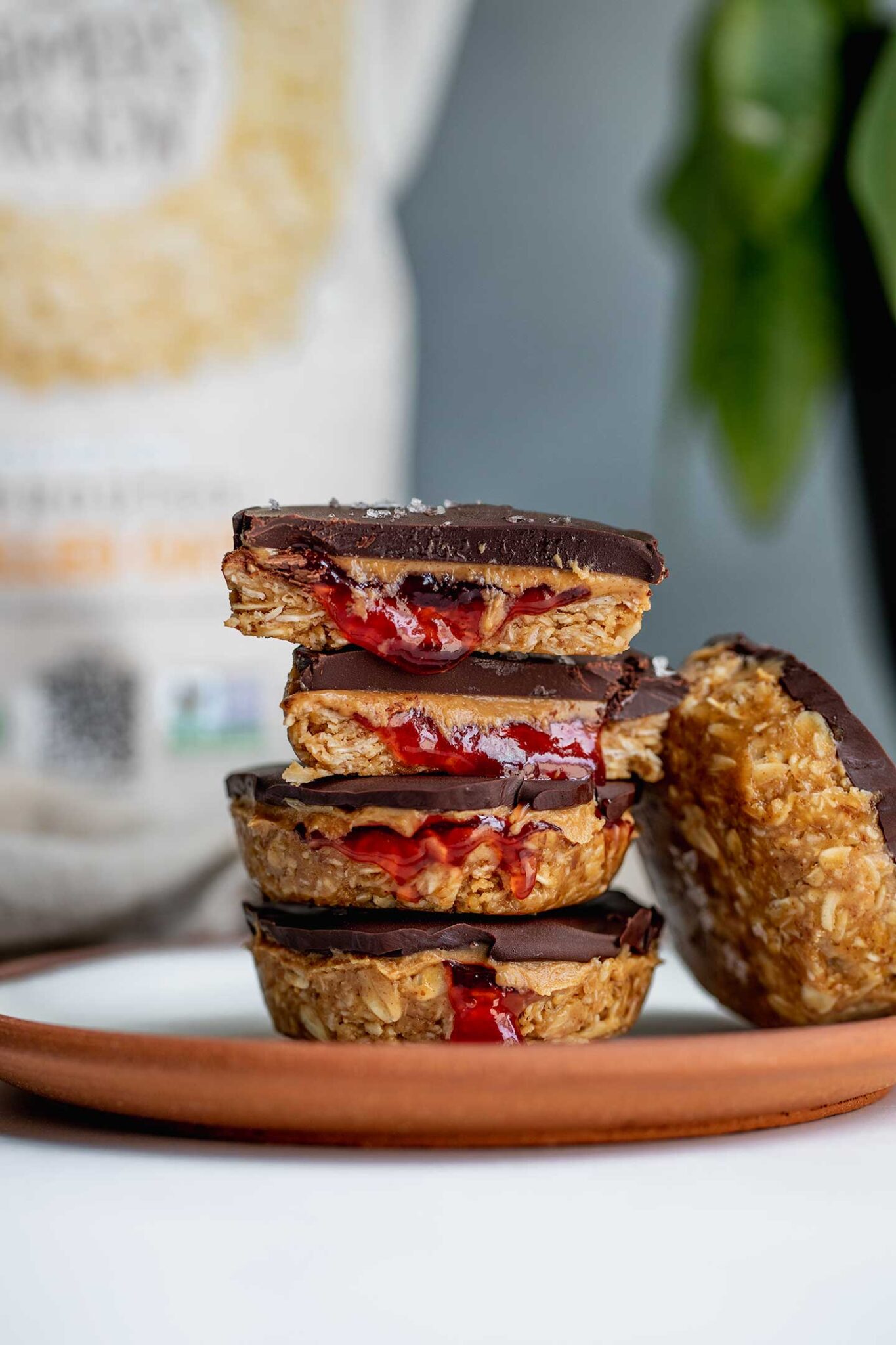 Peanut Butter and Jelly Oatmeal Cups - Plant Based RD