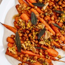 Maple Sage Glazed Carrots with Crispy Chickpeas