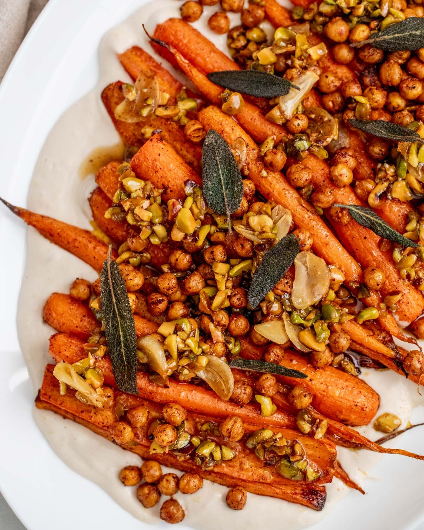 Maple Sage Glazed Carrots with Crispy Chickpeas - Plant Based RD