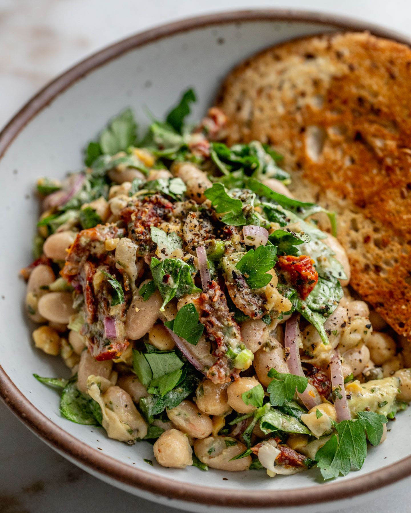 Marinated Sun-dried Tomato Bean Salad - Plant Based Rd