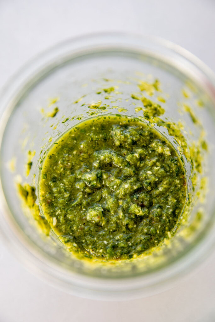 Blended sofrito in a jar.