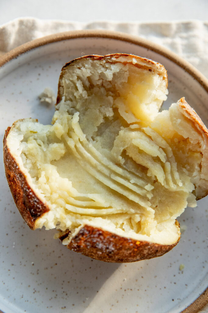 The garlic mashed into the potato.
