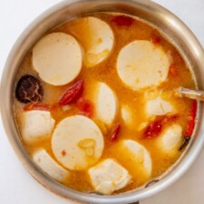 Tomato Miso Soup with Garlic Sesame Mushrooms