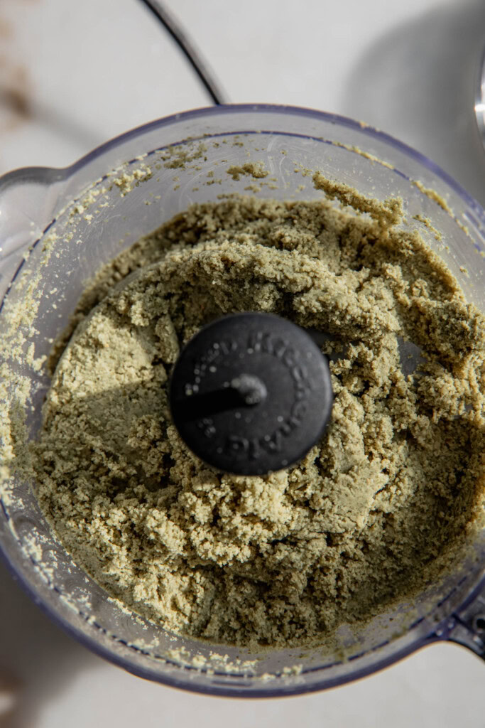 Pumpkin seeds blended into a drier crumbly paste.