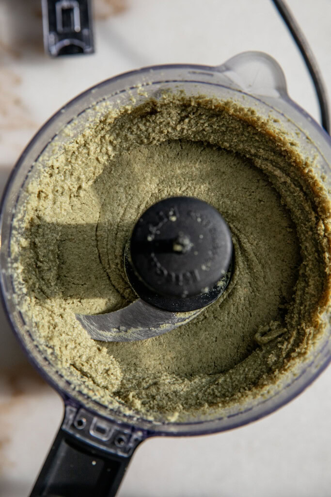 Pumpkin seeds blended into a thick dry paste.
